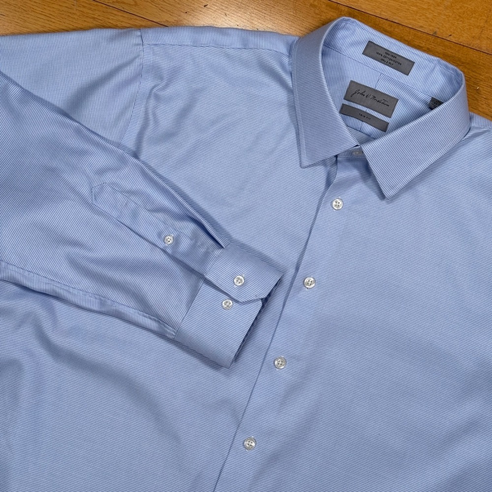 *NWT* John W Nordstrom Light‎ Blue Classic Fit Non Iron Dress Shirt 17.5 / 34-35